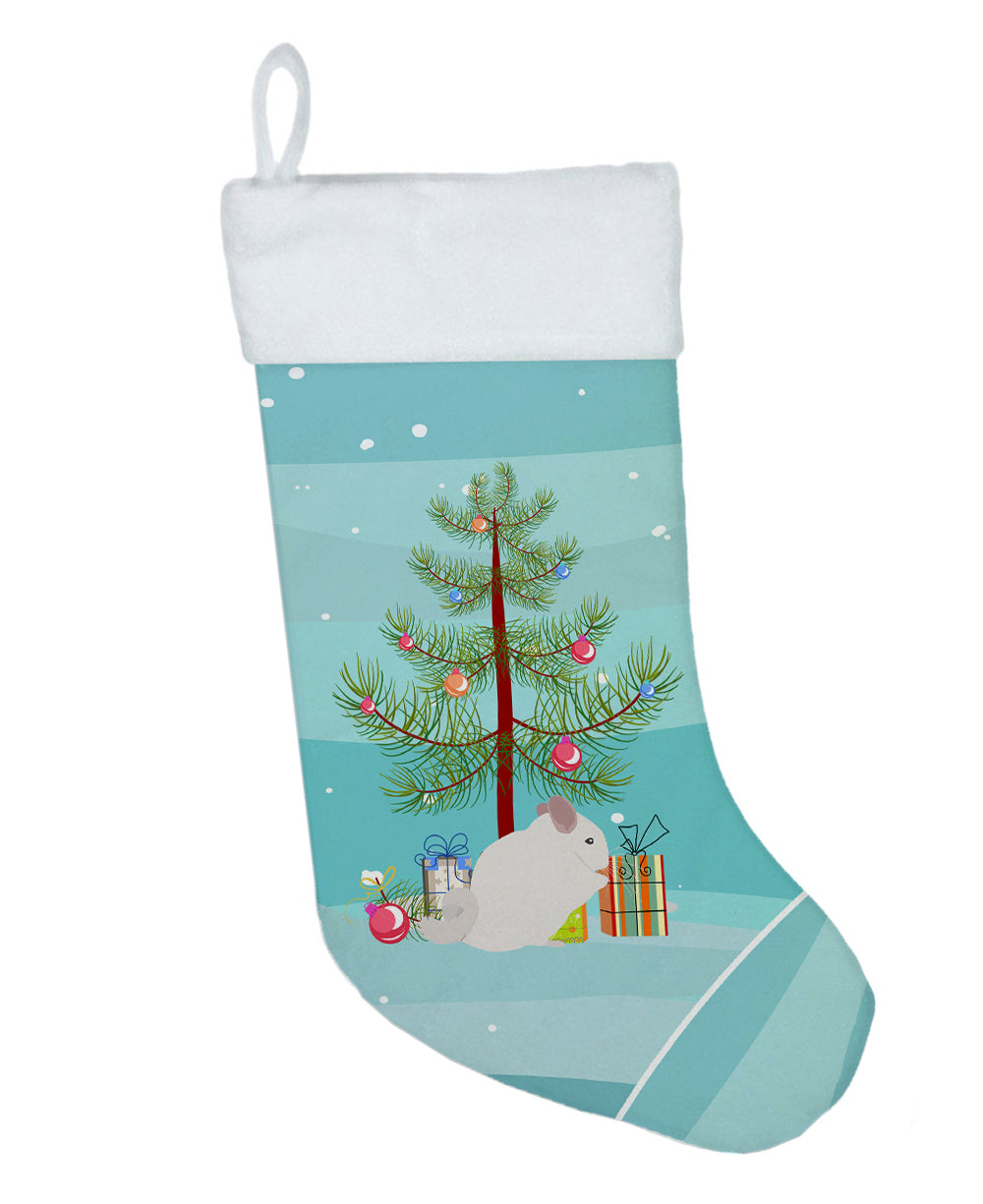 Pink and White Chinchilla Merry Christmas Christmas Stocking  the-store.com.