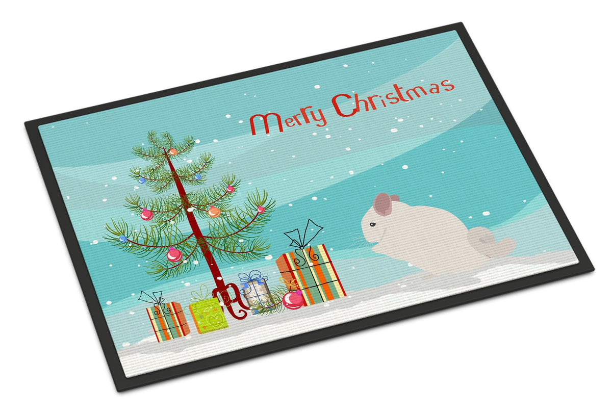 Pink and White Chinchilla Merry Christmas Indoor or Outdoor Mat 24x36 CK4436JMAT by Caroline&#39;s Treasures