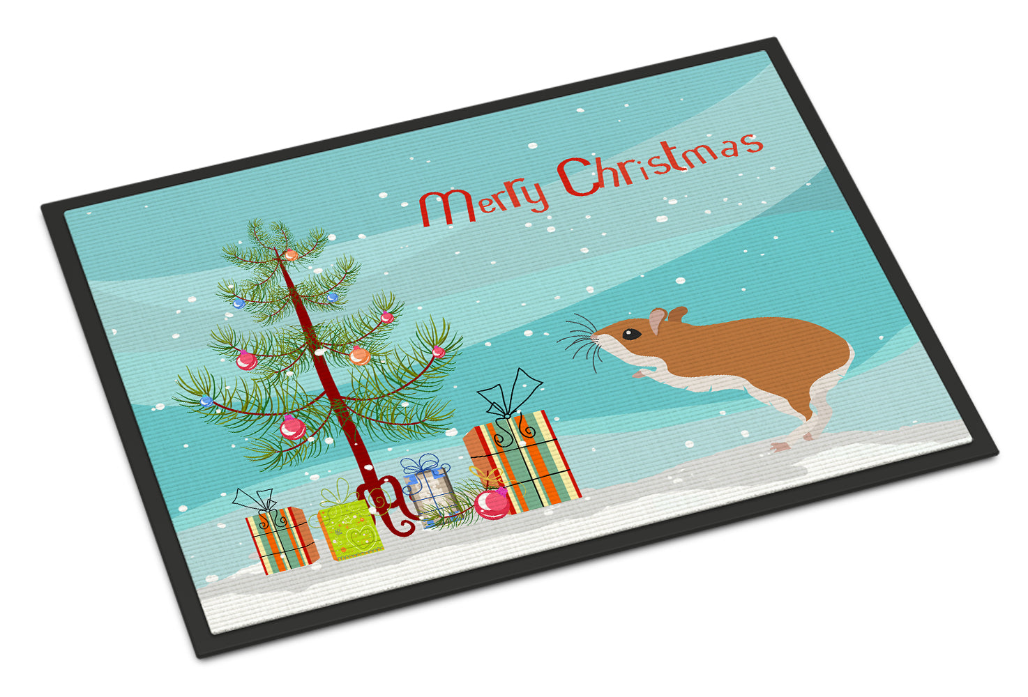 White Legged Hamster Merry Christmas Indoor or Outdoor Mat 18x27 CK4458MAT - the-store.com