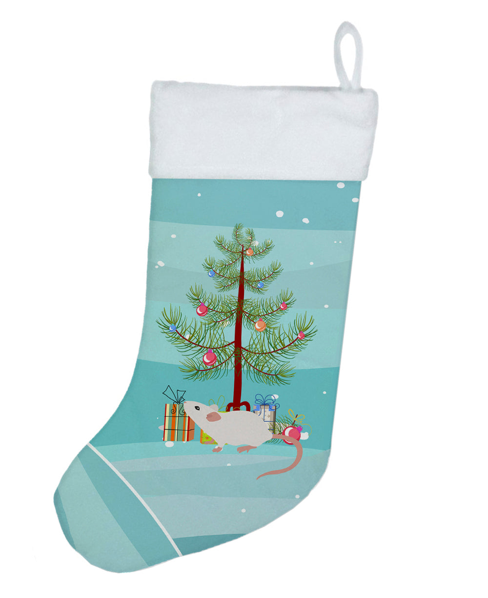 White Domestic Mouse Merry Christmas Christmas Stocking  the-store.com.
