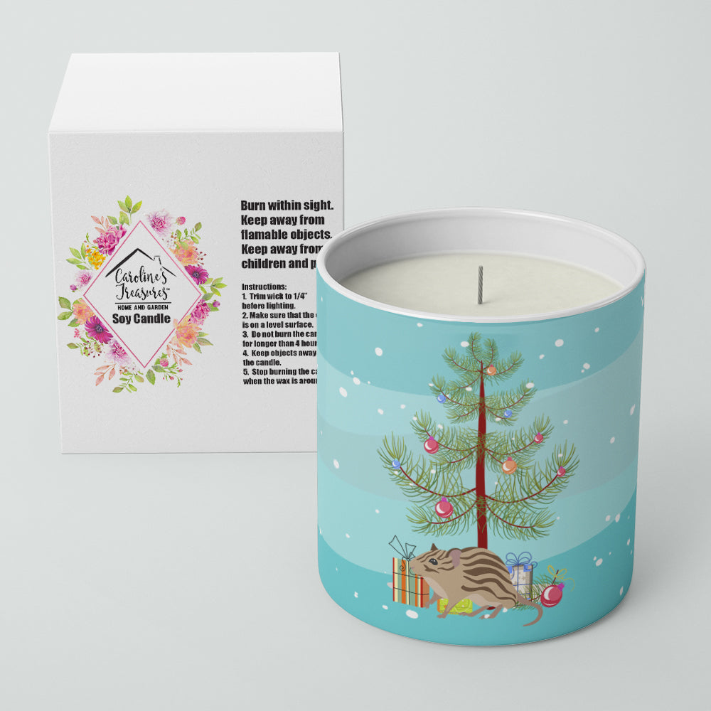 Caroline's Treasures Zebra Mouse Merry Christmas 10 oz Decorative Soy Candle