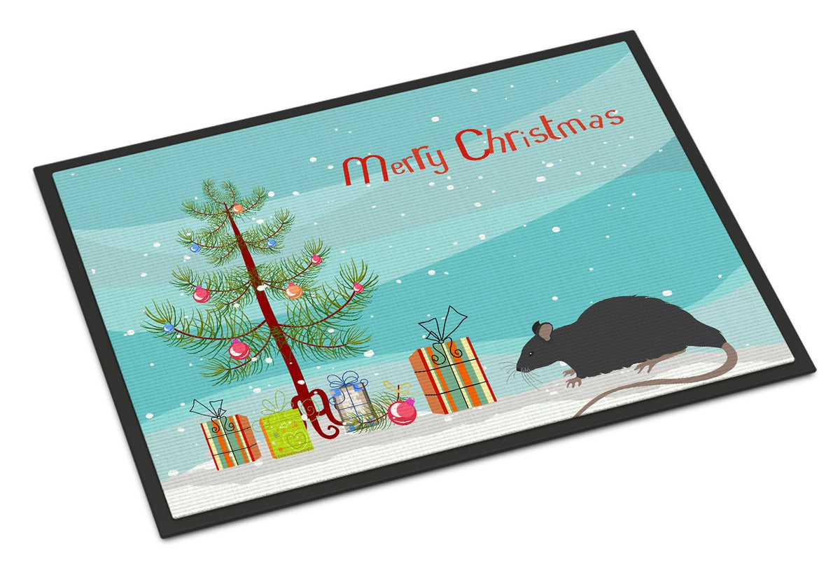 Black Rat Merry Christmas Indoor or Outdoor Mat 24x36 CK4468JMAT by Caroline&#39;s Treasures