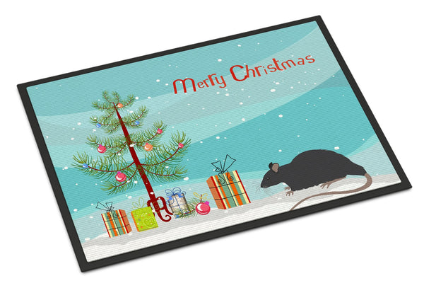 Black Rat Merry Christmas Indoor or Outdoor Mat 24x36 CK4468JMAT by Caroline's Treasures