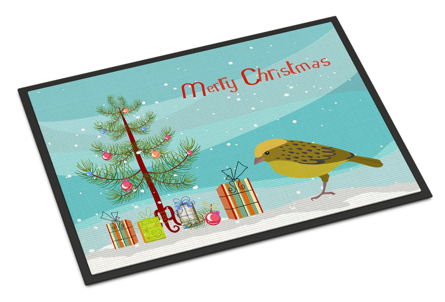Lizard Canary Merry Christmas Indoor or Outdoor Mat 24x36 CK4481JMAT by Caroline's Treasures