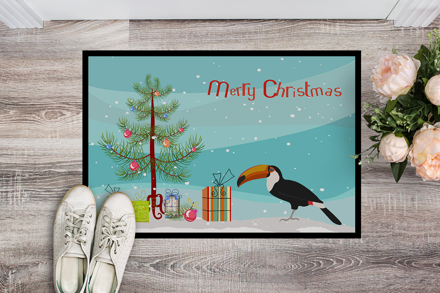 Caroline's Treasures Toucan Merry Christmas Doormat - 18x27 Decorative Floor Mat – Indoor/Outdoor Rug with Artistic Flair CK4494MAT