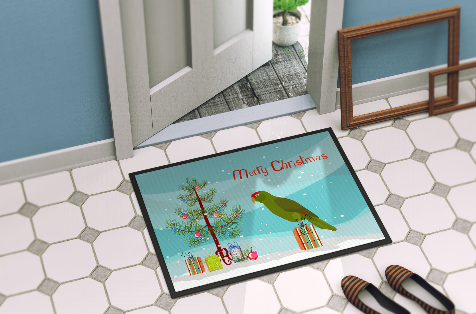 Amazon Parrot Merry Christmas Indoor or Outdoor Mat 18x27 CK4496MAT - the-store.com