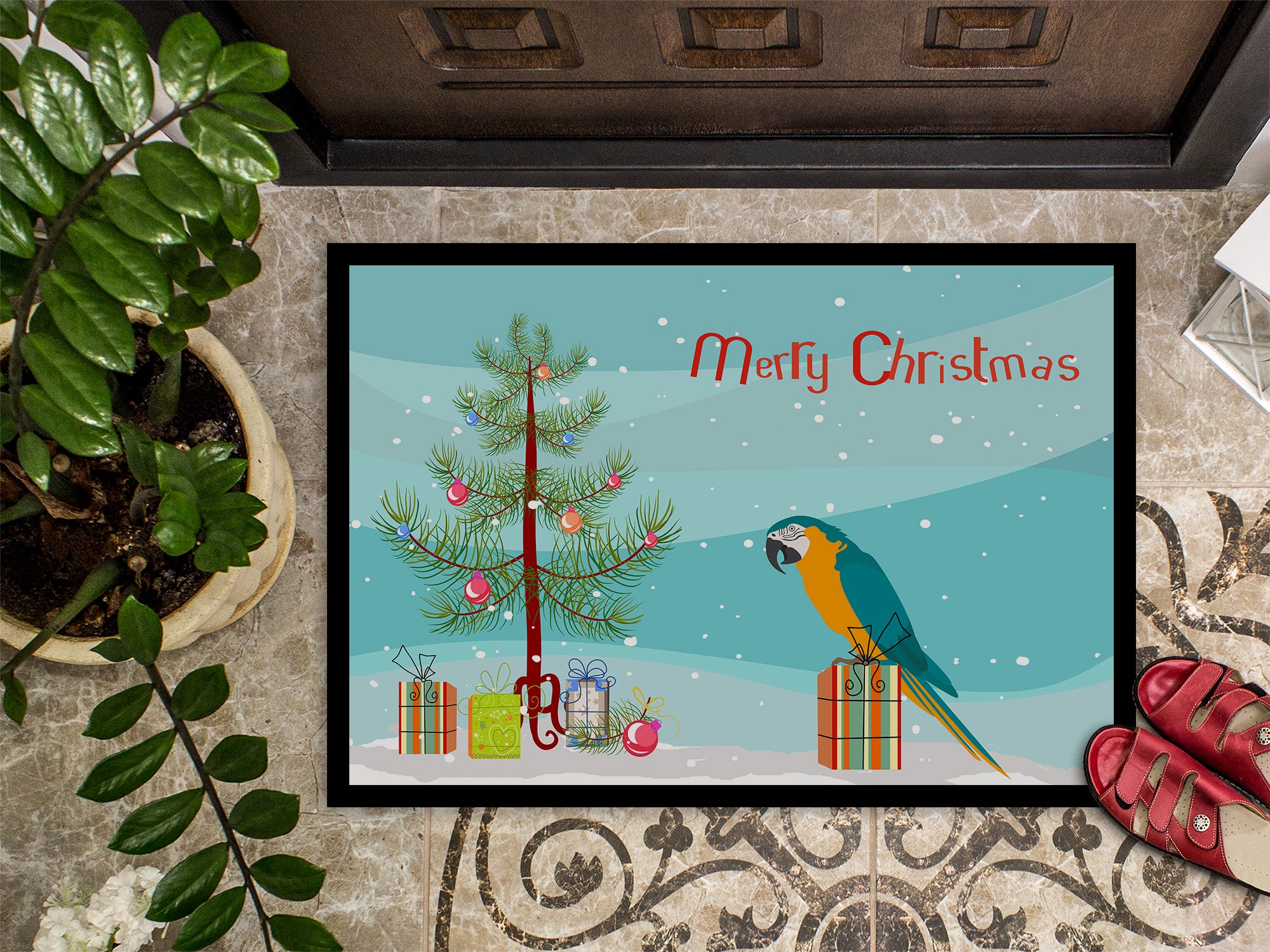 Macaw Merry Christmas Indoor or Outdoor Mat 18x27 CK4500MAT - the-store.com