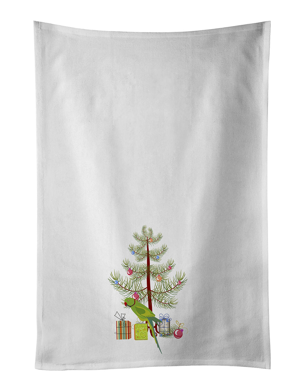 Buy this Ring-Necked Parakeet Merry Christmas White Kitchen Towel Set of 2