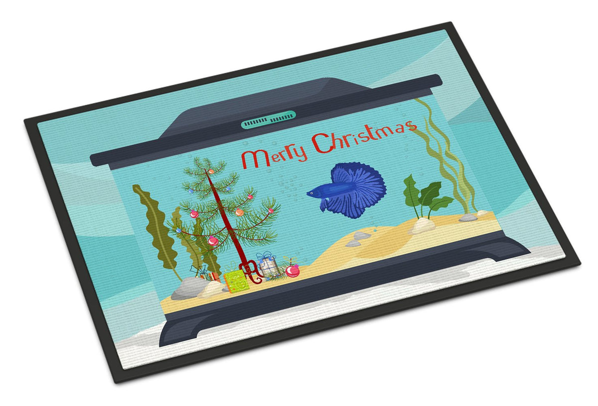 Delta Tail Betta Fish Merry Christmas Indoor or Outdoor Mat 24x36 CK4507JMAT by Caroline&#39;s Treasures