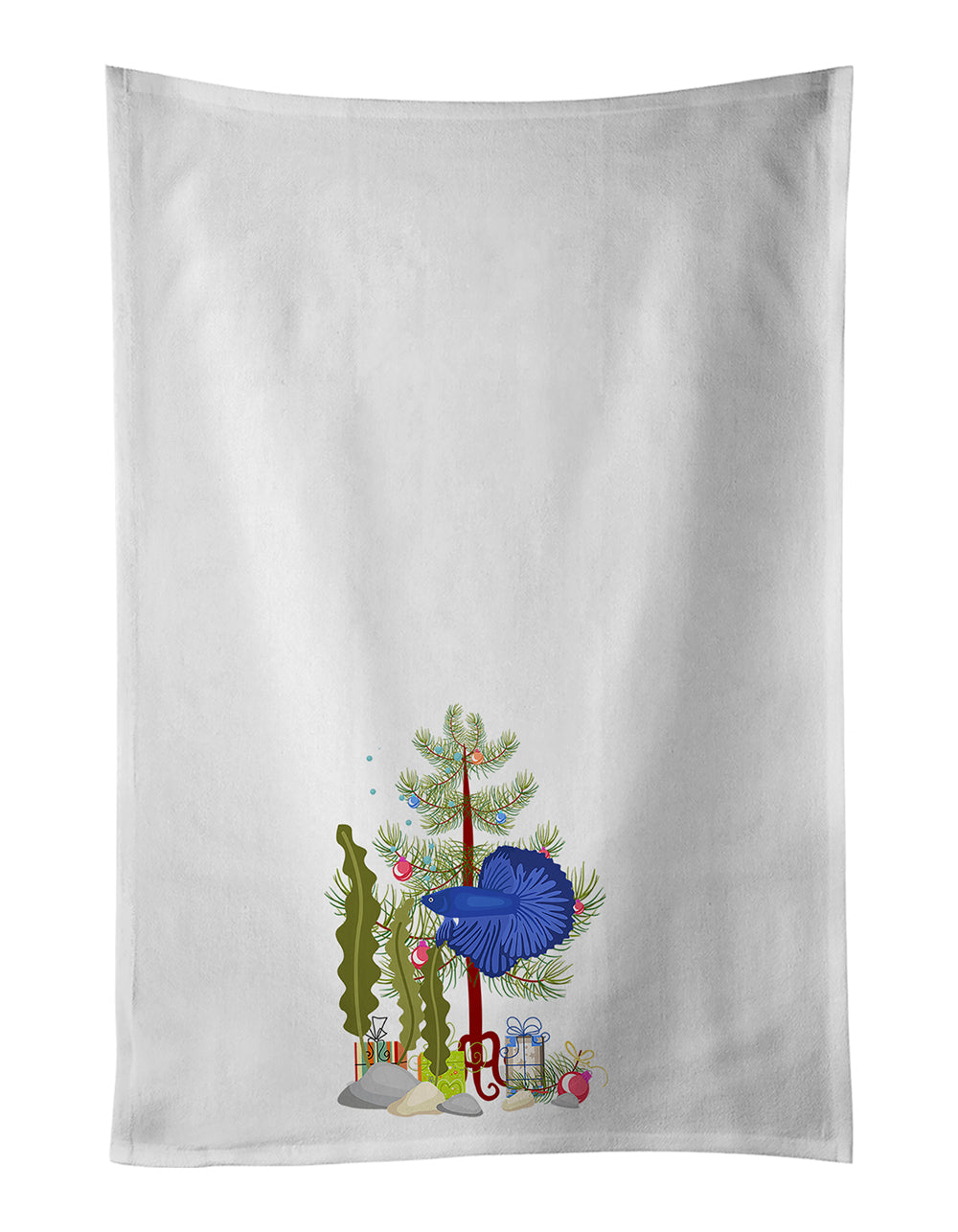 Buy this Delta Tail Betta Fish Merry Christmas White Kitchen Towel Set of 2