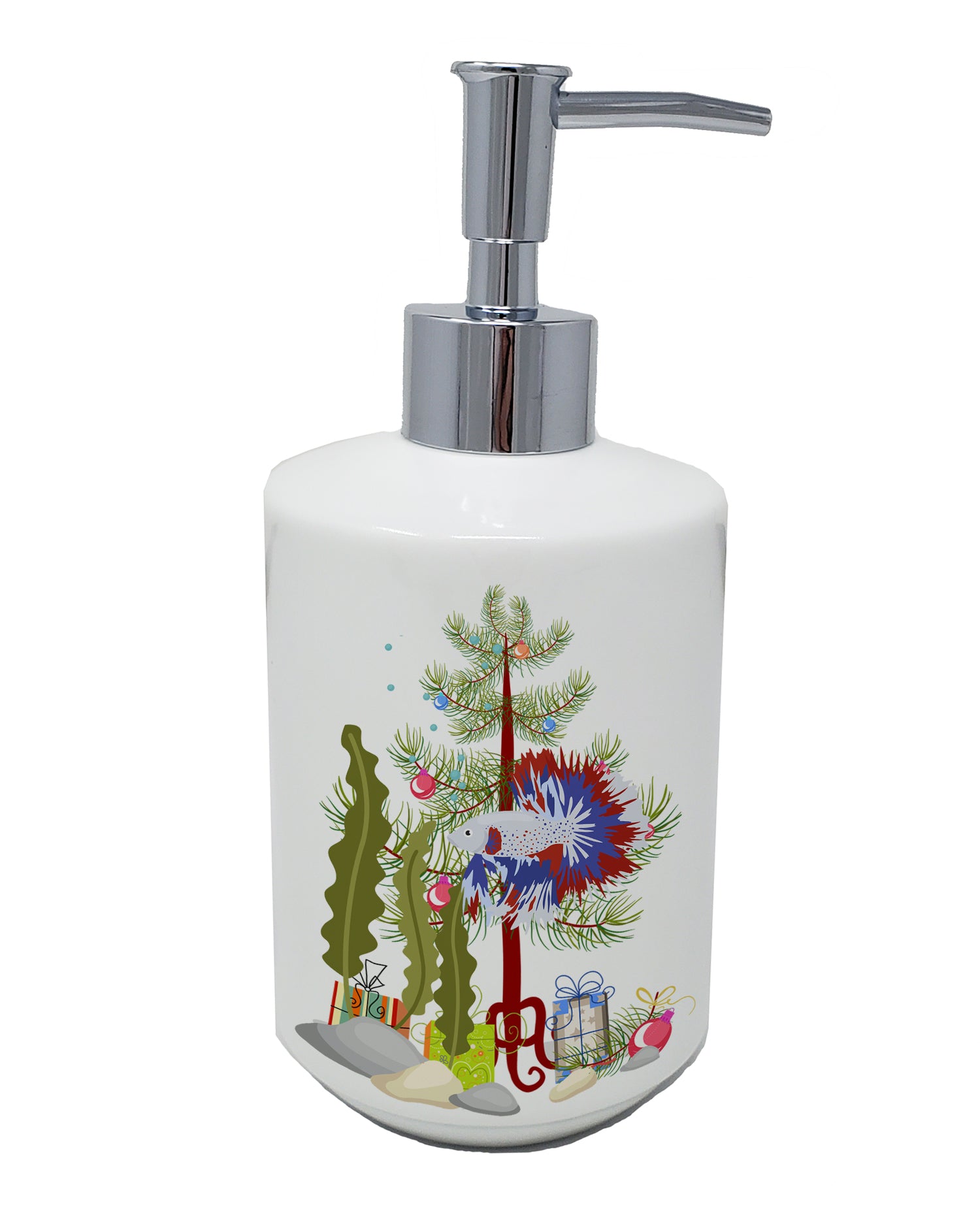 Buy this Comb Tail Betta Merry Christmas Ceramic Soap Dispenser