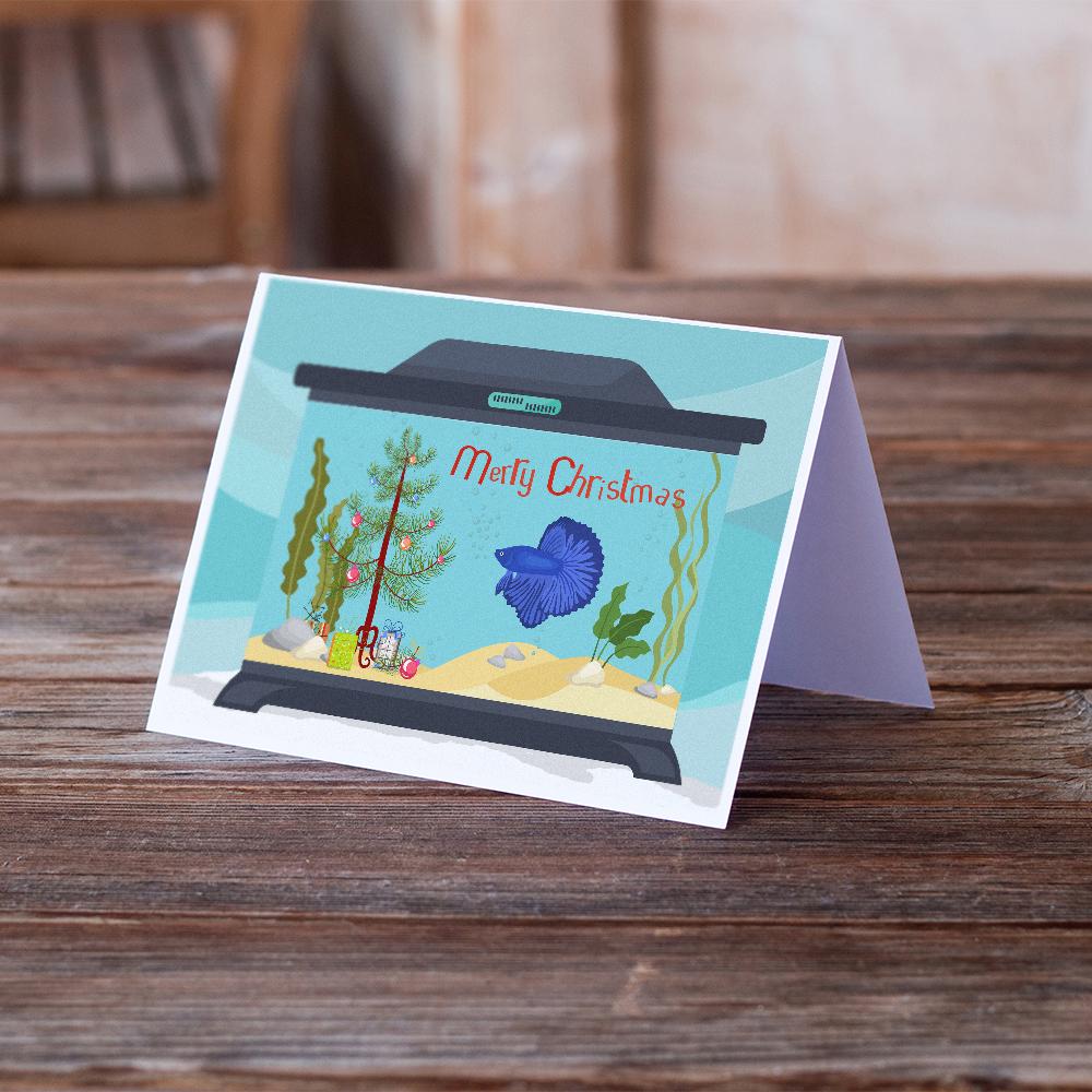 Super Delta Tail Betta Merry Christmas Greeting Cards and Envelopes Pack of 8 - the-store.com