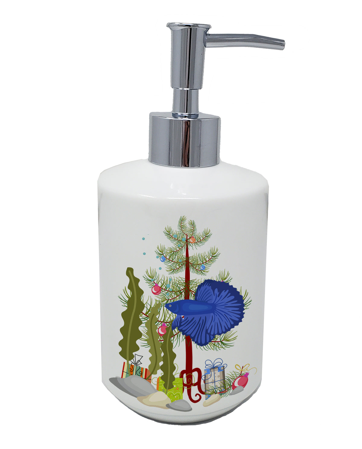 Buy this Super Delta Tail Betta Merry Christmas Ceramic Soap Dispenser