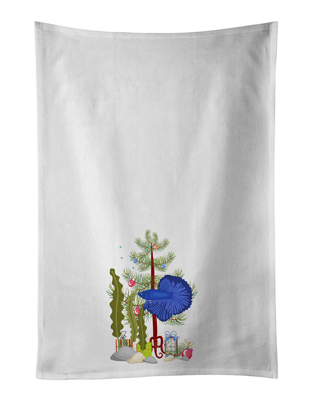 Buy this Super Delta Tail Betta Merry Christmas White Kitchen Towel Set of 2