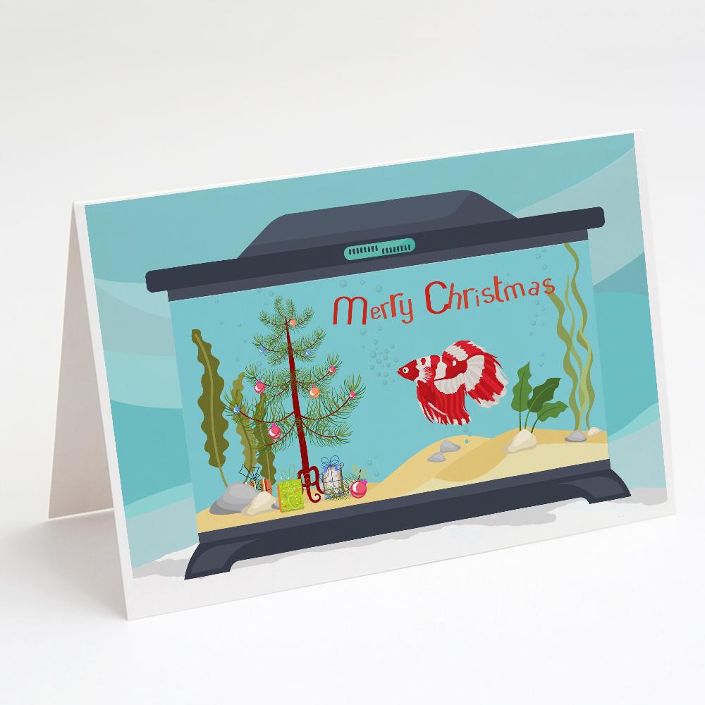 Buy this Veil Tail Betta Merry Christmas Greeting Cards and Envelopes Pack of 8