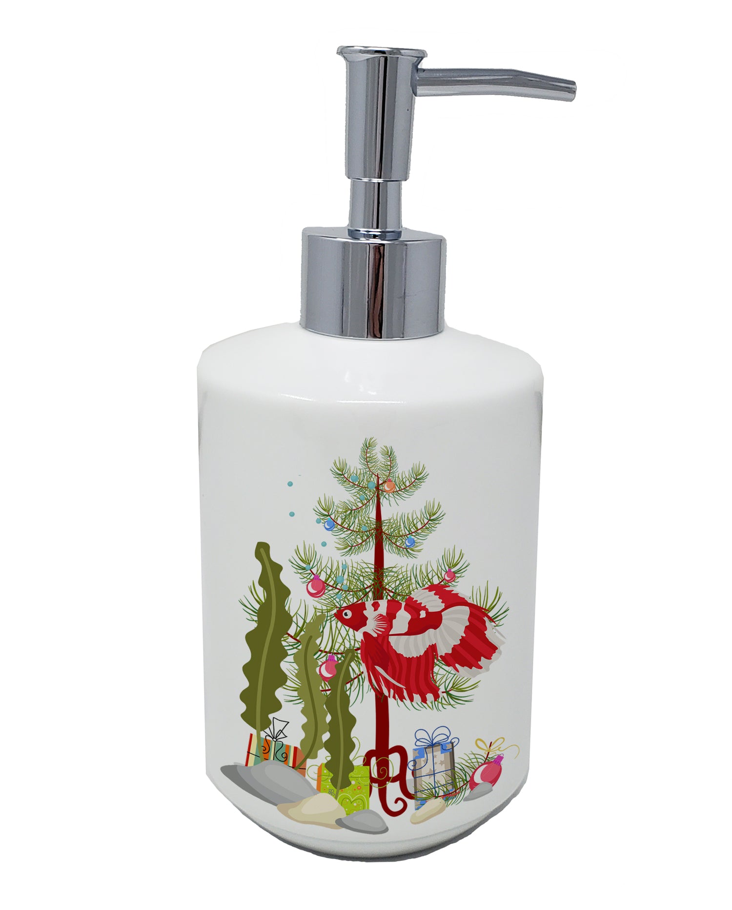 Buy this Veil Tail Betta Merry Christmas Ceramic Soap Dispenser