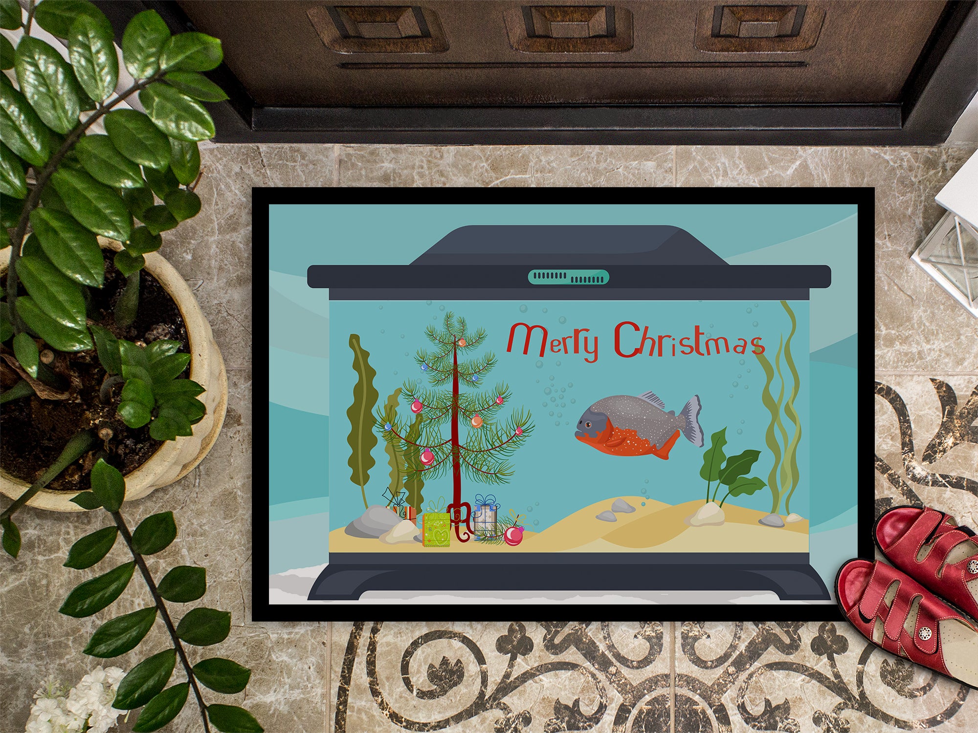 Piranha Merry Christmas Indoor or Outdoor Mat 18x27 CK4534MAT - the-store.com