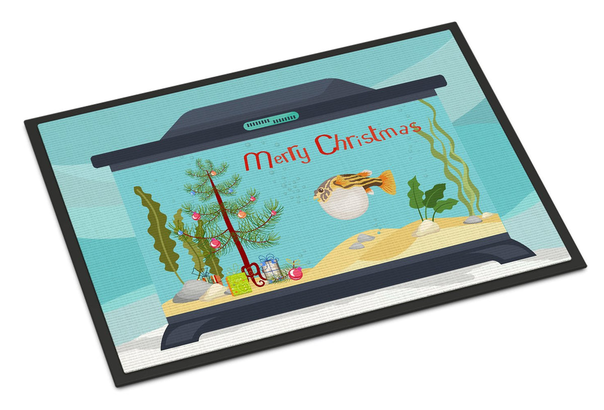 Puffer Fish Merry Christmas Indoor or Outdoor Mat 24x36 CK4535JMAT by Caroline&#39;s Treasures