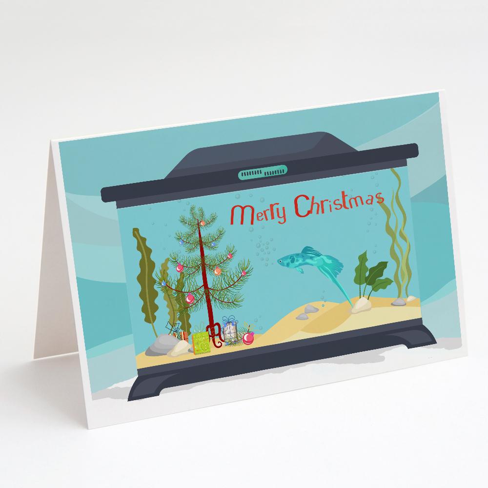 Buy this Sword Tail Guppy Merry Christmas Greeting Cards and Envelopes Pack of 8