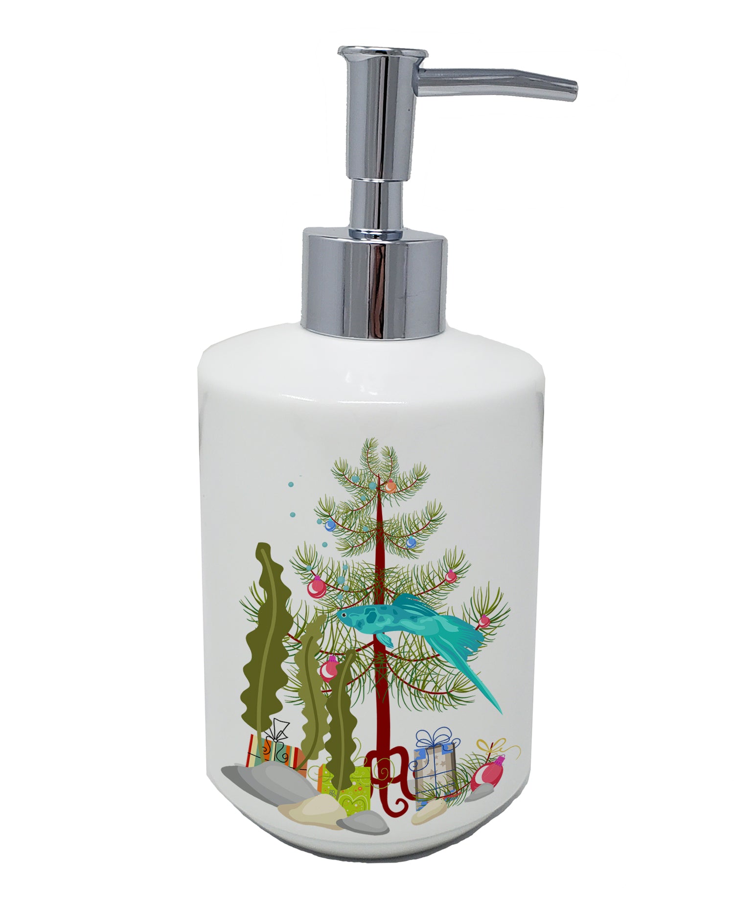 Buy this Sword Tail Guppy Merry Christmas Ceramic Soap Dispenser
