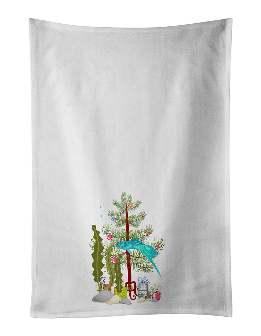 Buy this Sword Tail Guppy Merry Christmas White Kitchen Towel Set of 2