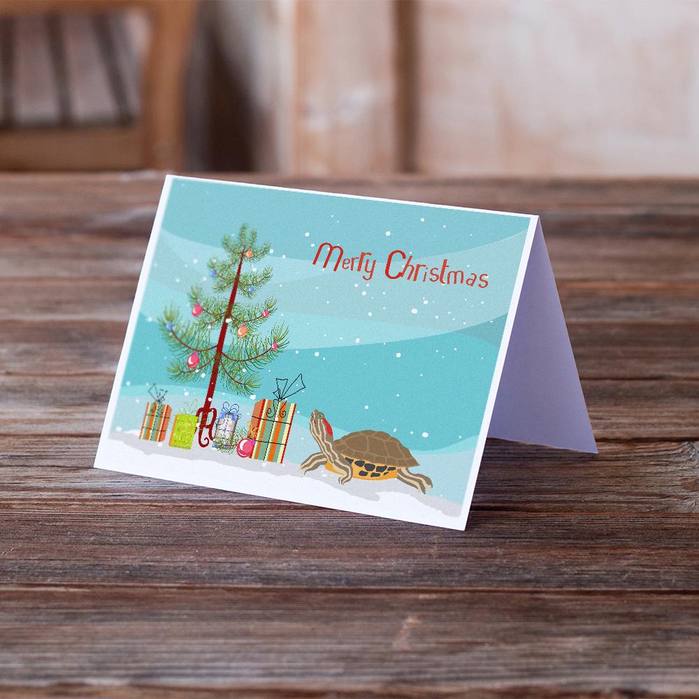Pond Slider Turtle Merry Christmas Greeting Cards and Envelopes Pack of 8 - the-store.com
