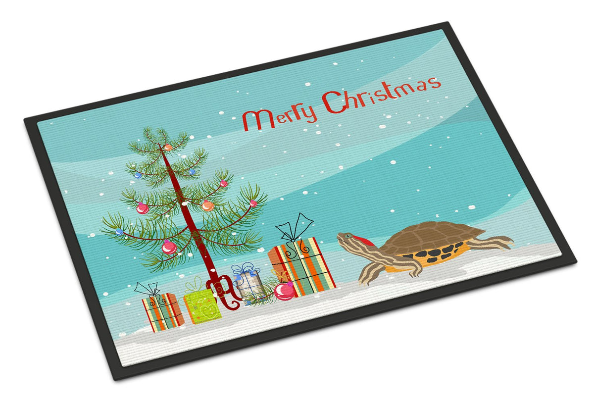 Pond Slider Turtle Merry Christmas Indoor or Outdoor Mat 24x36 CK4543JMAT by Caroline&#39;s Treasures
