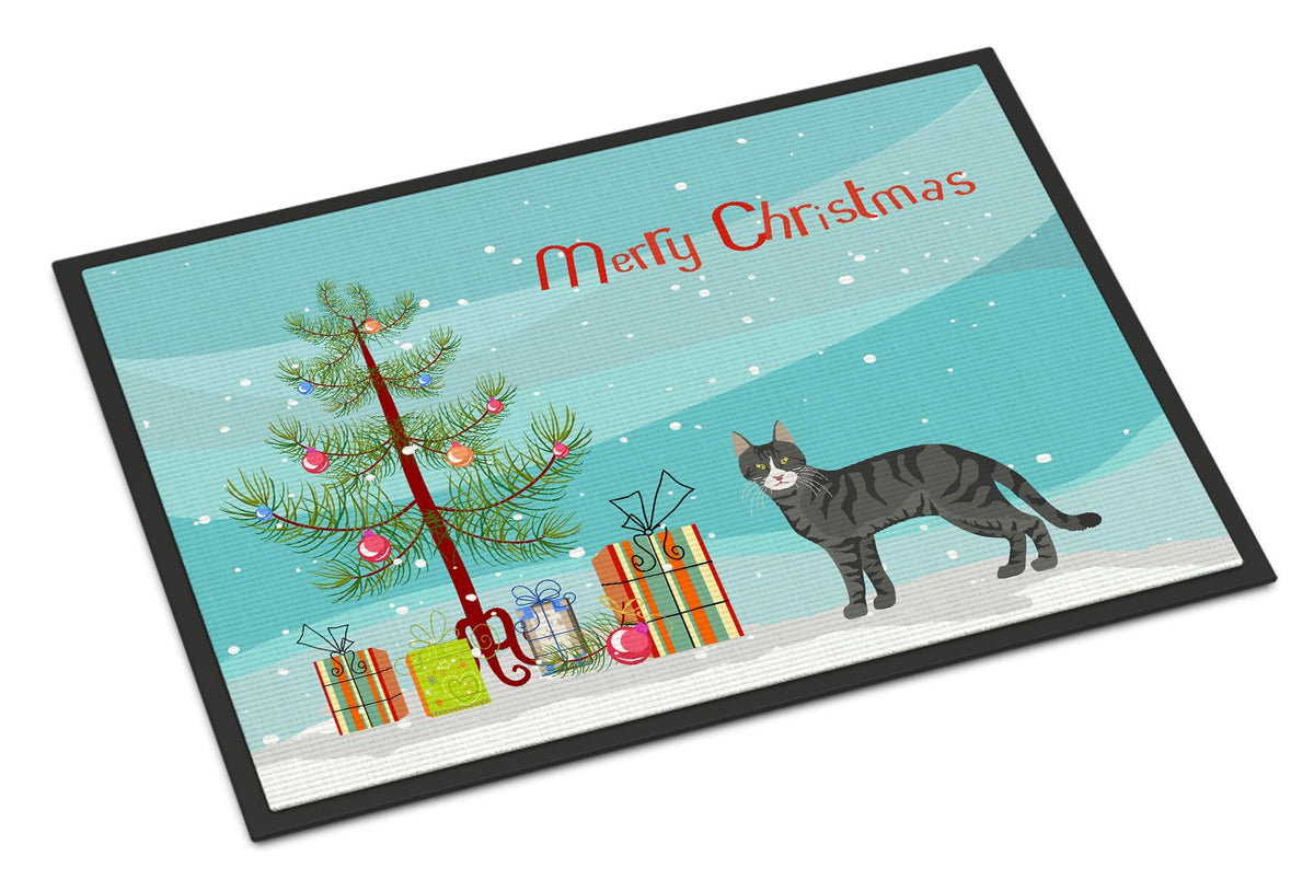 Tricolour Aegean Cat Merry Christmas Indoor or Outdoor Mat 24x36 CK4548JMAT by Caroline&#39;s Treasures