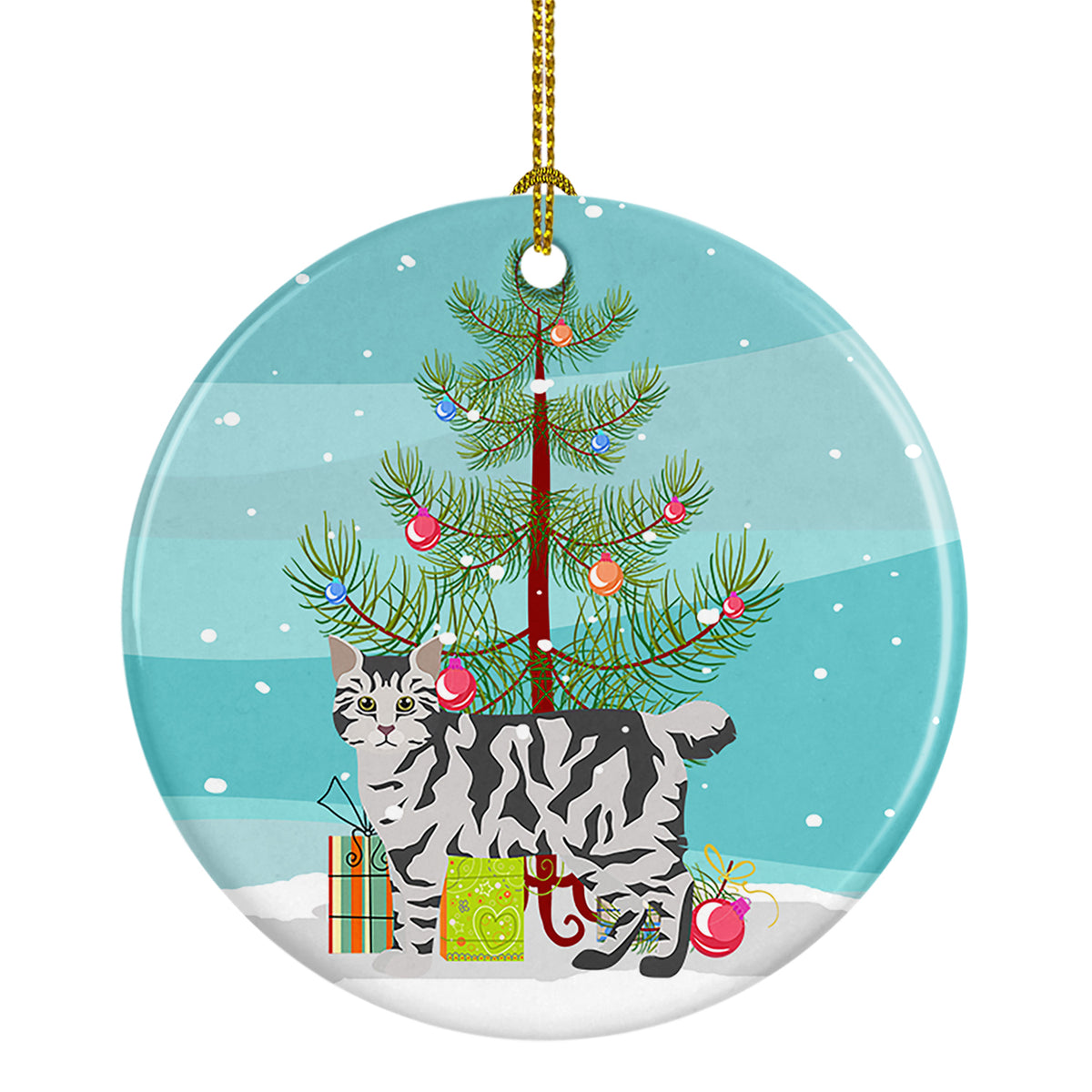 Buy this American Bobtail #1 Cat Merry Christmas Ceramic Ornament