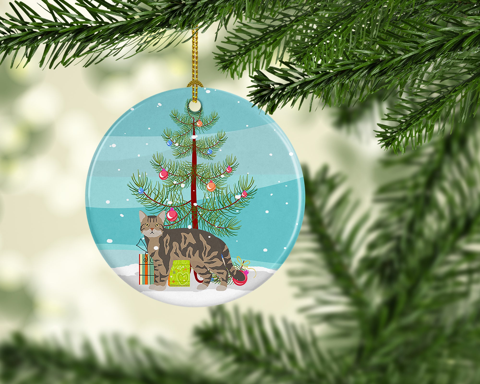 Buy this American Wirehair #1 Cat Merry Christmas Ceramic Ornament