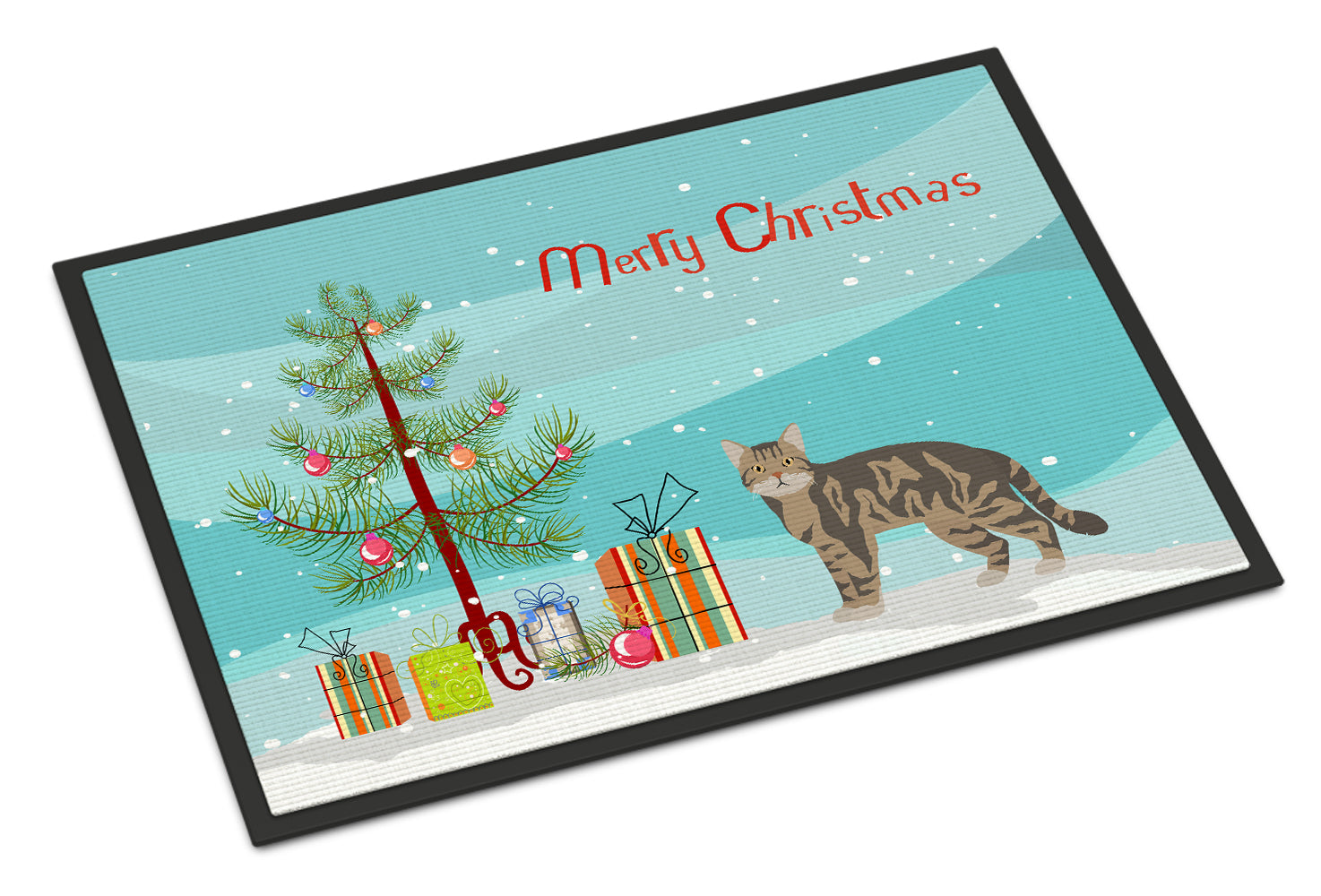 American Wirehair #1 Cat Merry Christmas Indoor or Outdoor Mat 18x27 CK4556MAT - the-store.com