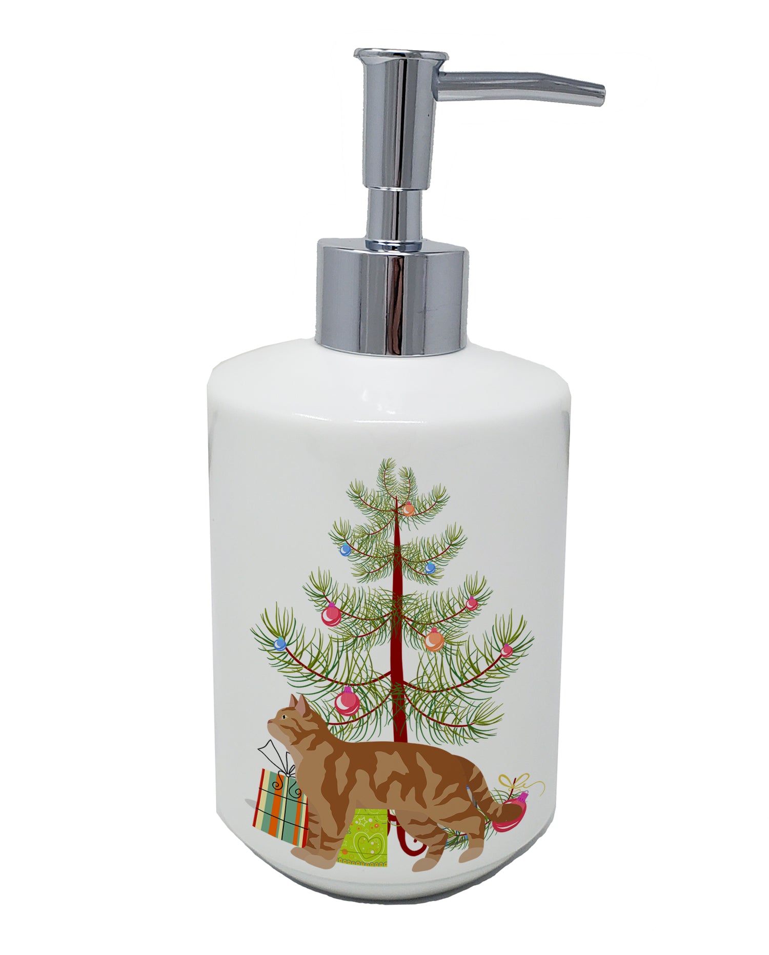 Buy this American Wirehair #2 Cat Merry Christmas Ceramic Soap Dispenser