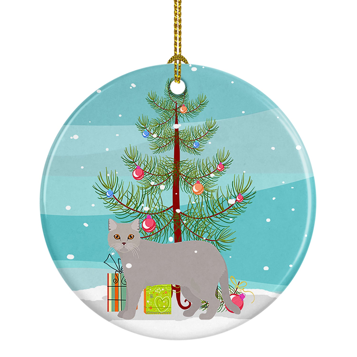 Buy this British Semi Longhair Cat Merry Christmas Ceramic Ornament