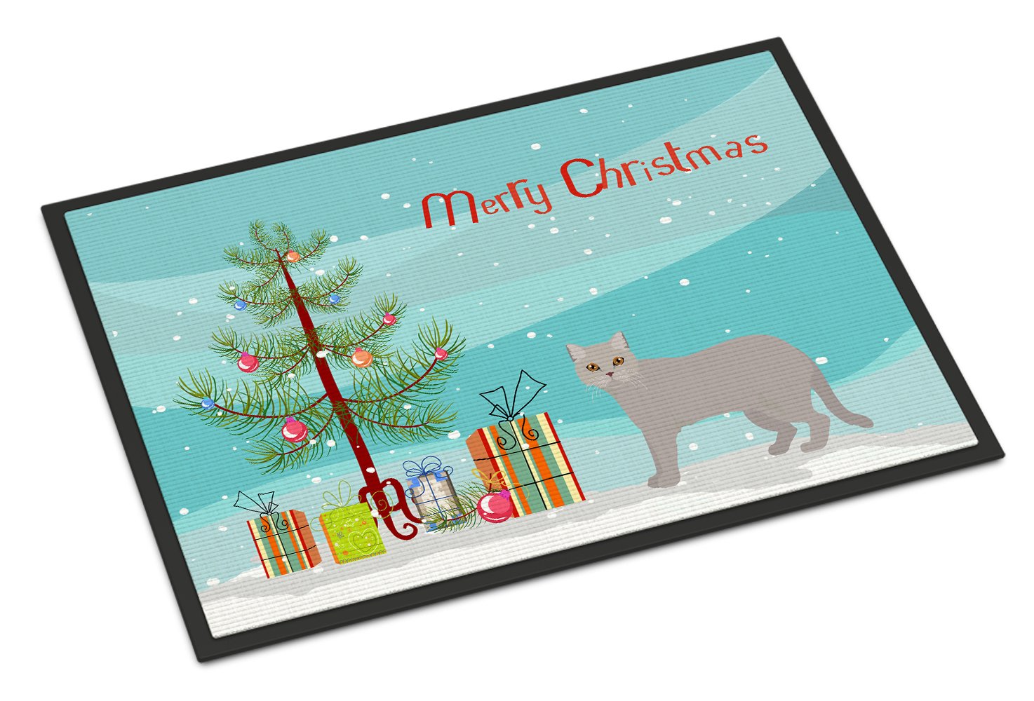 British Semi Longhair Cat Merry Christmas Indoor or Outdoor Mat 24x36 CK4573JMAT by Caroline's Treasures