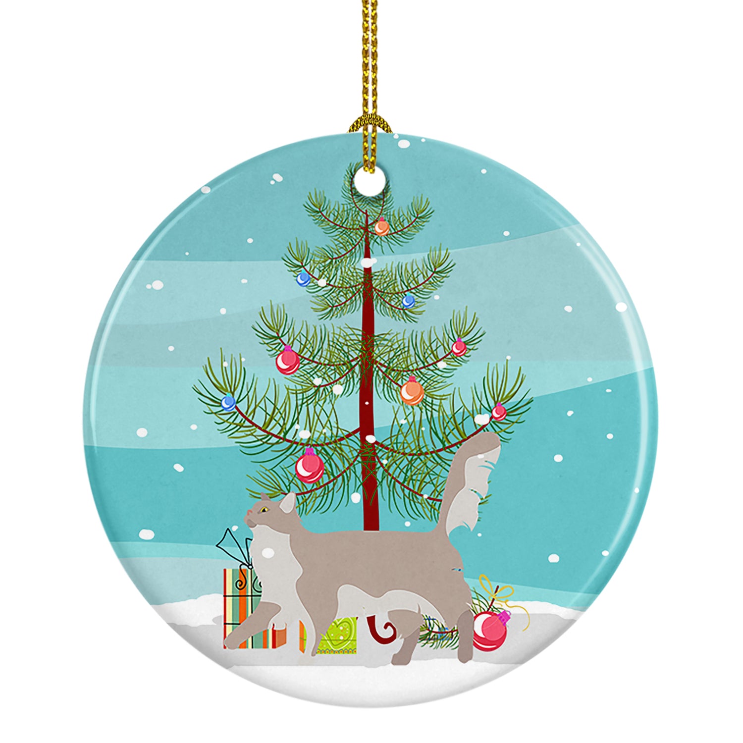 Buy this Chantilly Tiffany Cat Merry Christmas Ceramic Ornament
