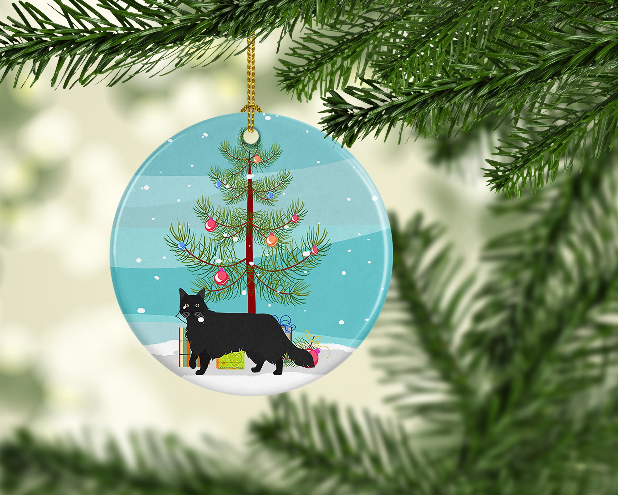 Buy this Black Chantilly Tiffany Cat Merry Christmas Ceramic Ornament