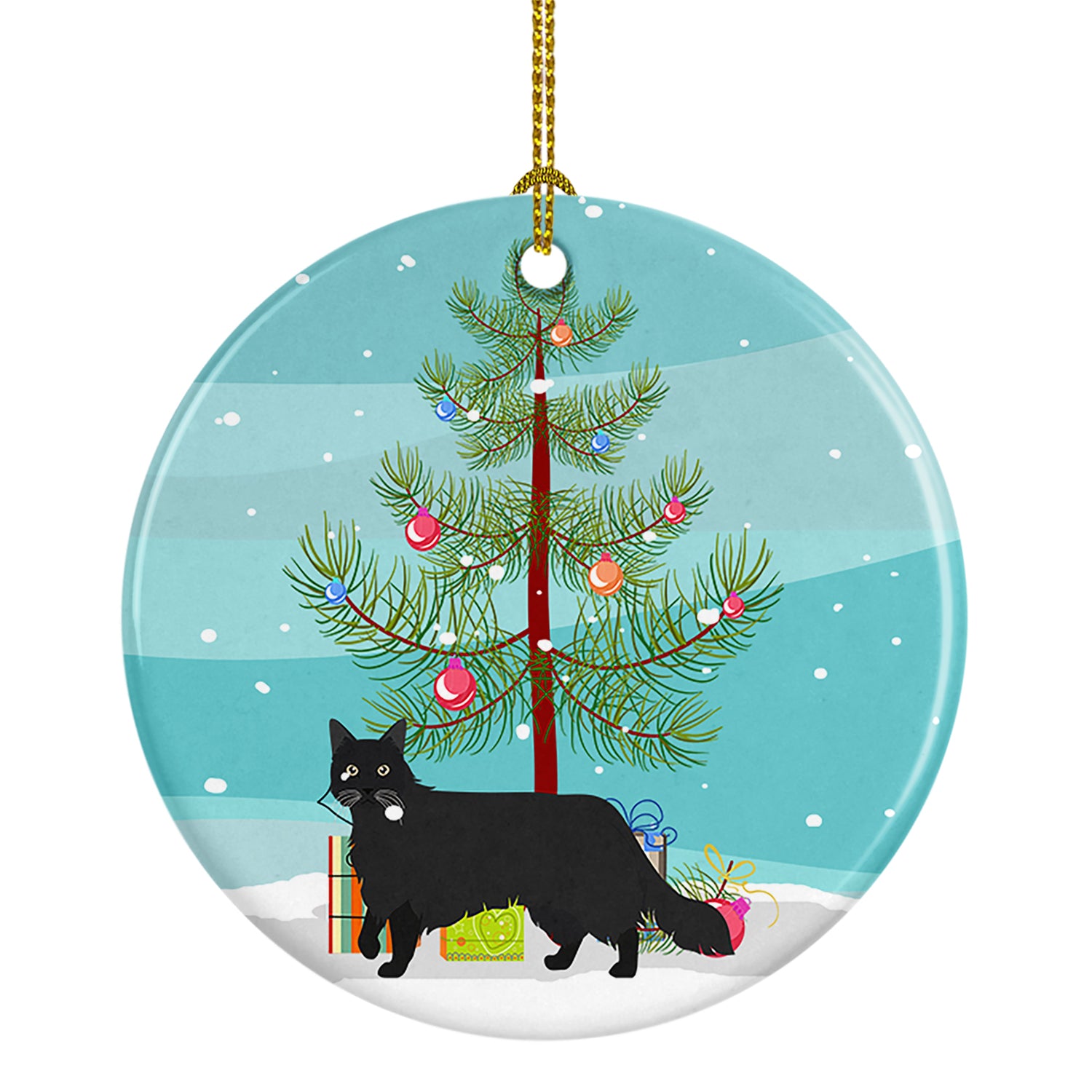 Buy this Black Chantilly Tiffany Cat Merry Christmas Ceramic Ornament