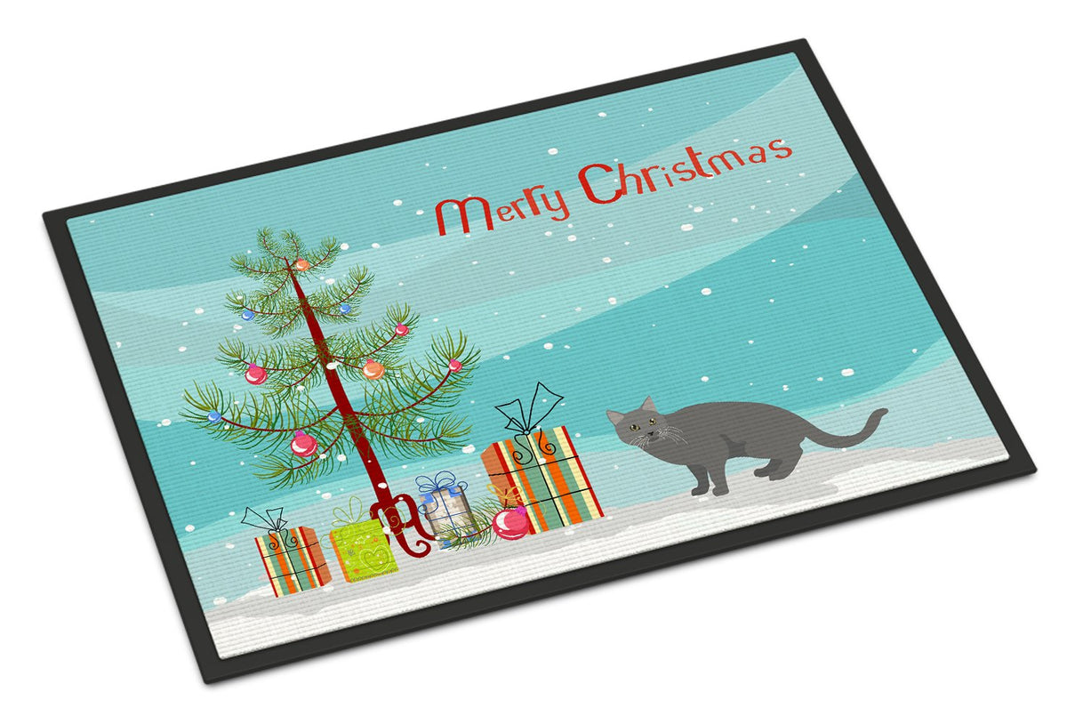 Chartreux #1 Cat Merry Christmas Indoor or Outdoor Mat 24x36 CK4582JMAT by Caroline&#39;s Treasures