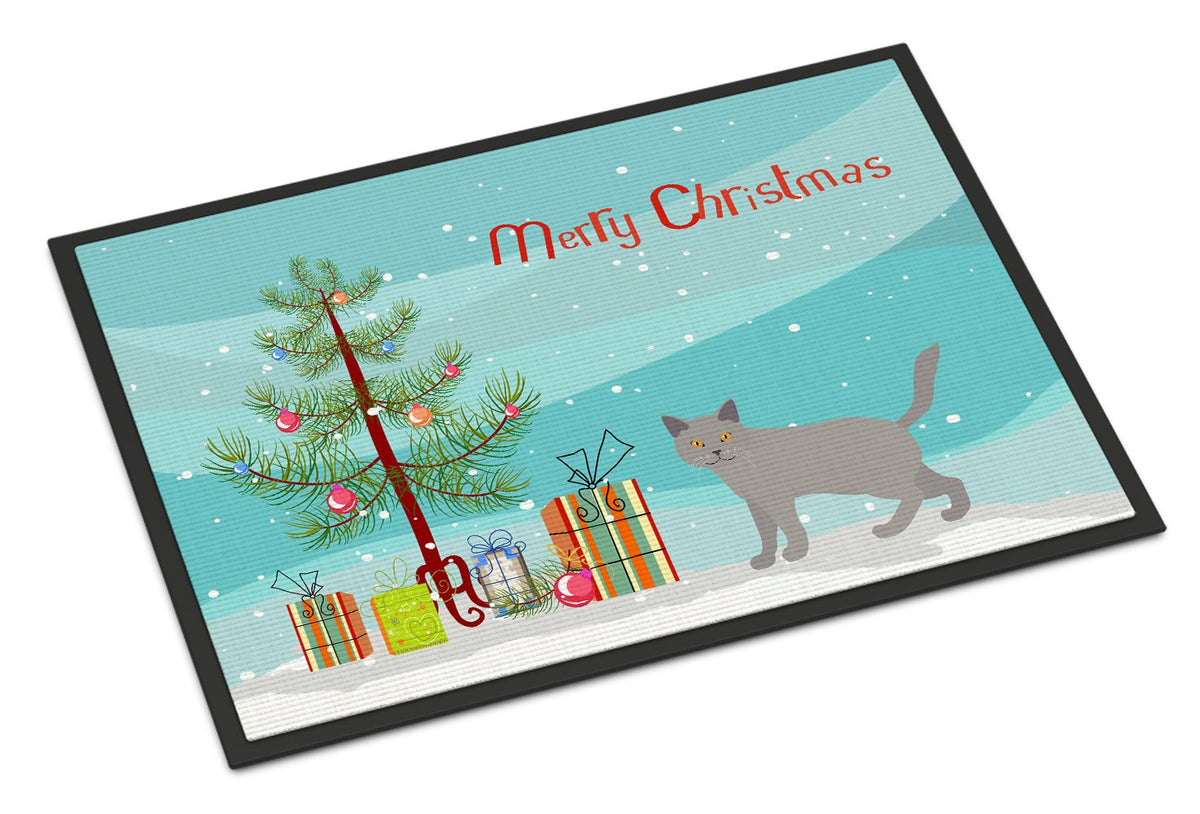Chartreux #2 Cat Merry Christmas Indoor or Outdoor Mat 24x36 CK4583JMAT by Caroline&#39;s Treasures