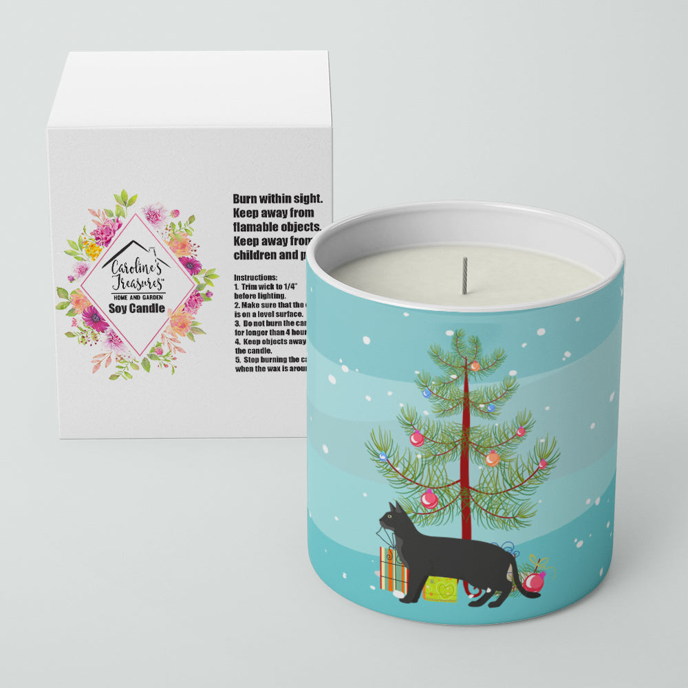 Chausie Black Cat Merry Christmas 10 oz Decorative Soy Candle - the-store.com