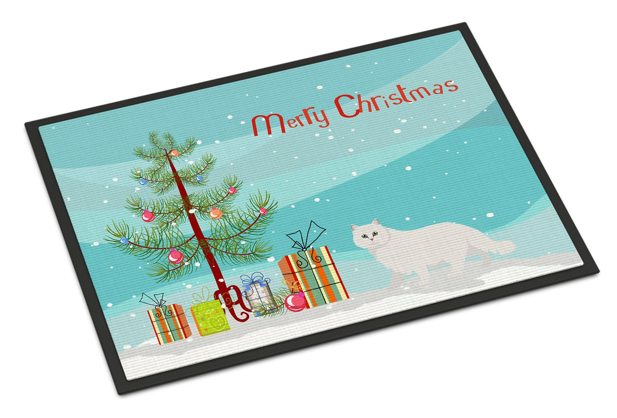 Chinchilla Persian Longhair Cat Merry Christmas Indoor or Outdoor Mat 24x36 CK4589JMAT by Caroline&#39;s Treasures