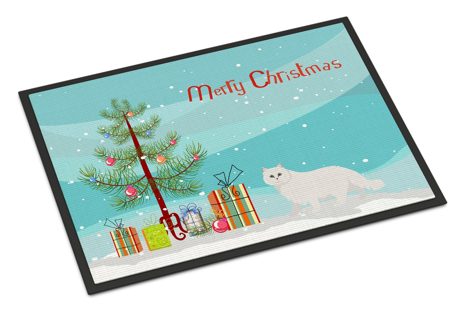 Chinchilla Persian Longhair Cat Merry Christmas Indoor or Outdoor Mat 24x36 CK4589JMAT by Caroline's Treasures