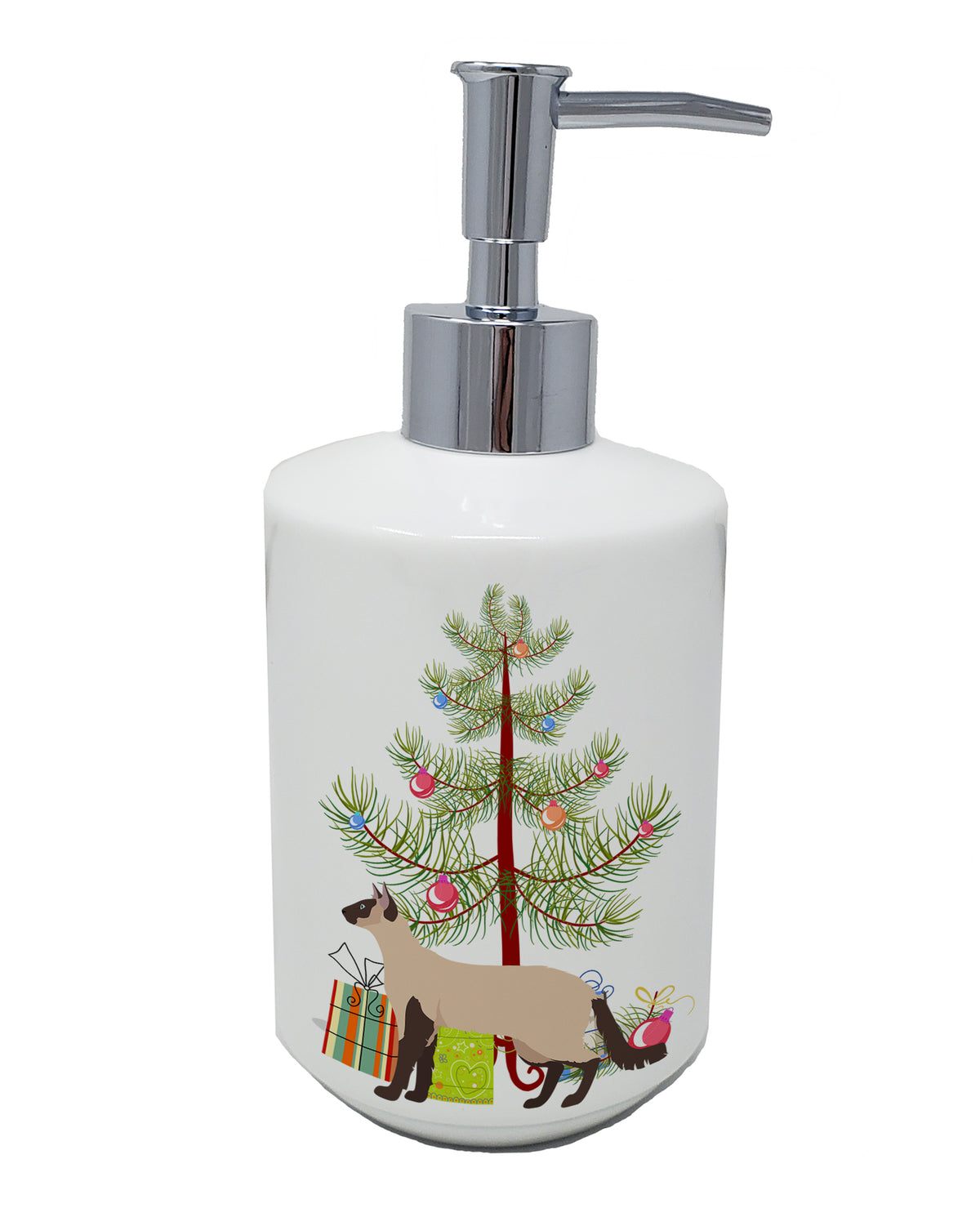 Buy this Colorpoint Longhair #3 Cat Merry Christmas Ceramic Soap Dispenser