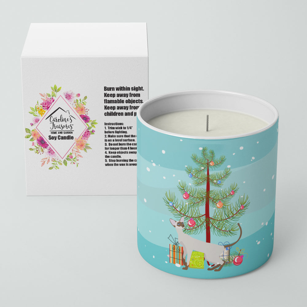 Caroline's Treasures Colorpoint Shorthair Cat Merry Christmas 10 oz Decorative Soy Candle