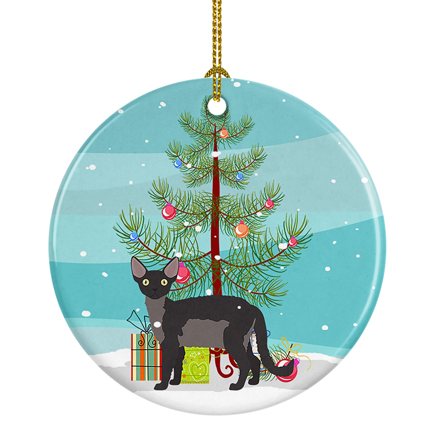 Buy this Devon Rex Cat Merry Christmas Ceramic Ornament