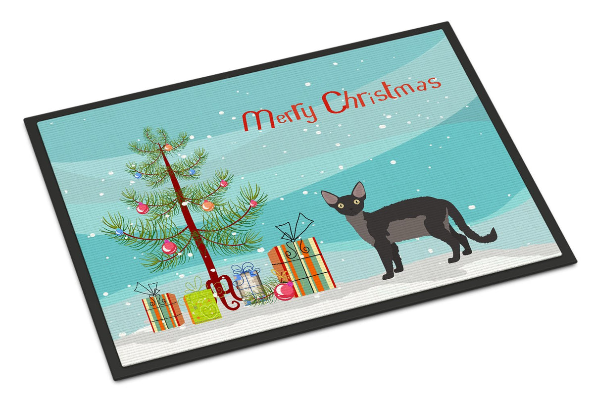Devon Rex Cat Merry Christmas Indoor or Outdoor Mat 24x36 CK4601JMAT by Caroline&#39;s Treasures