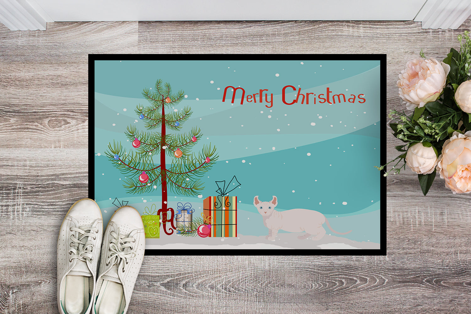 Dwelf #3 Cat Merry Christmas Indoor or Outdoor Mat 18x27 CK4612MAT - the-store.com