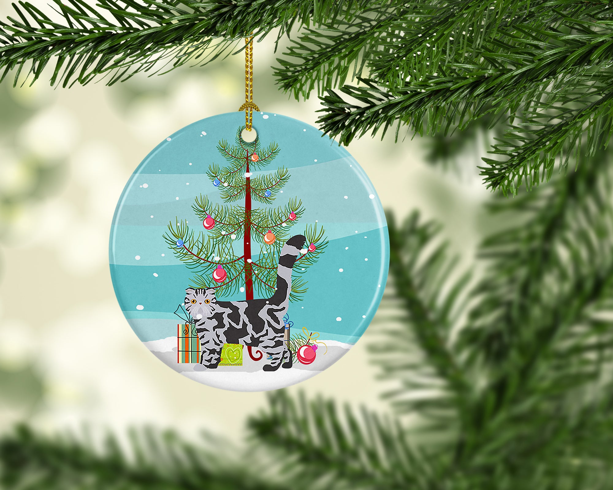 Buy this Foldex Exotic Fold #1 Cat Merry Christmas Ceramic Ornament