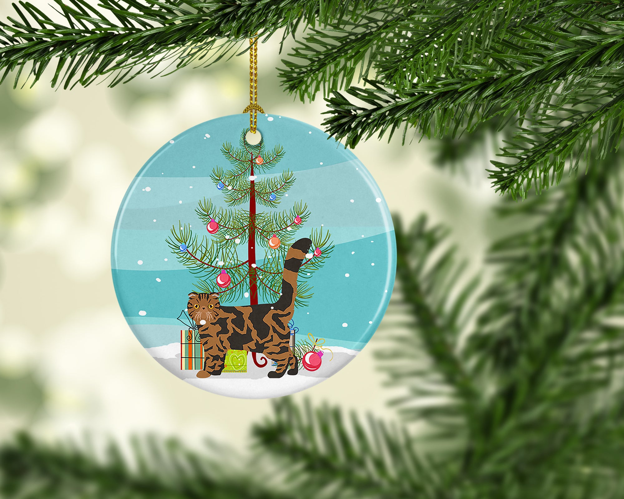 Buy this Foldex Exotic Fold #2 Cat Merry Christmas Ceramic Ornament