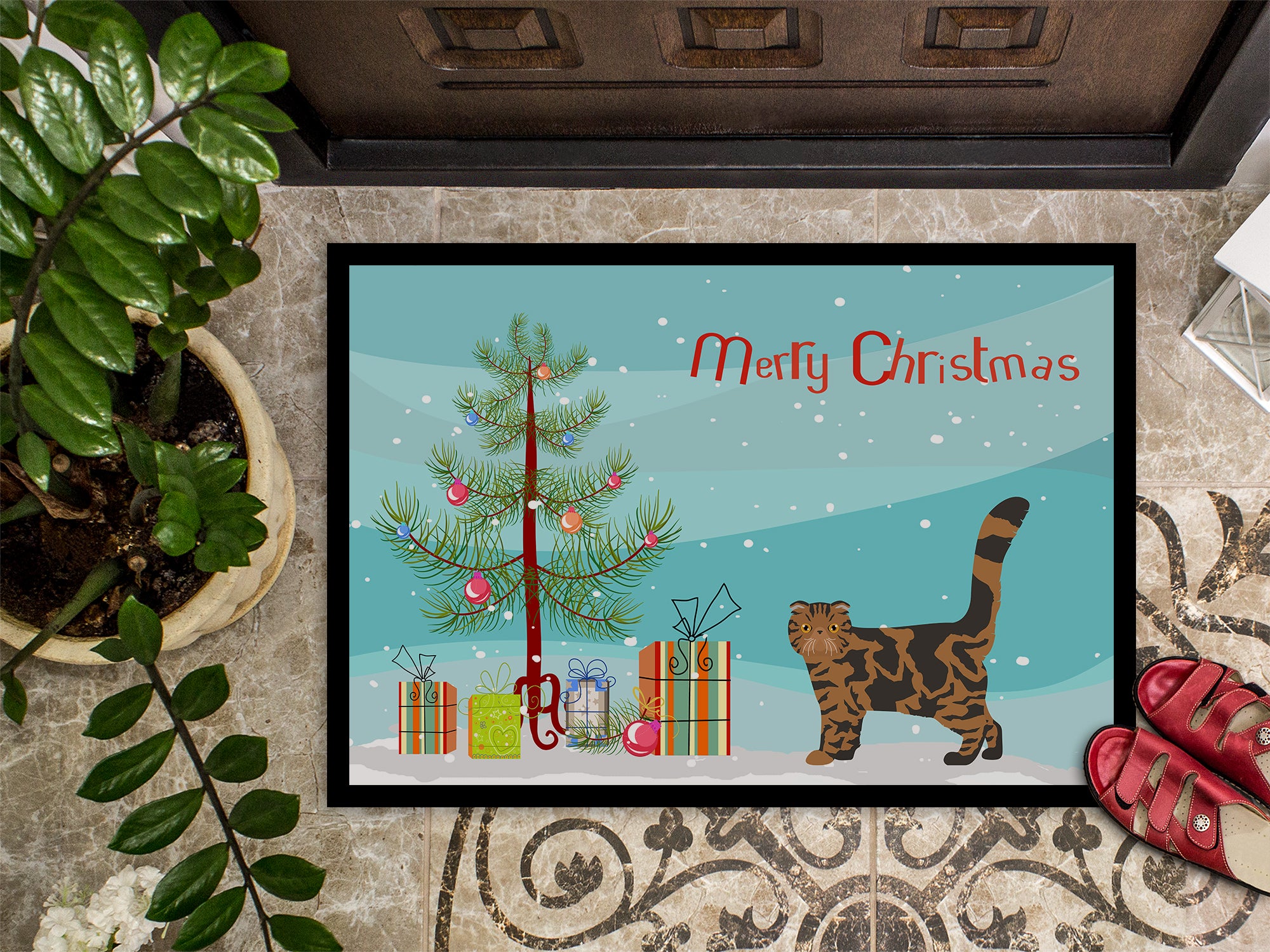 Foldex Exotic Fold #2 Cat Merry Christmas Indoor or Outdoor Mat 18x27 CK4625MAT - the-store.com